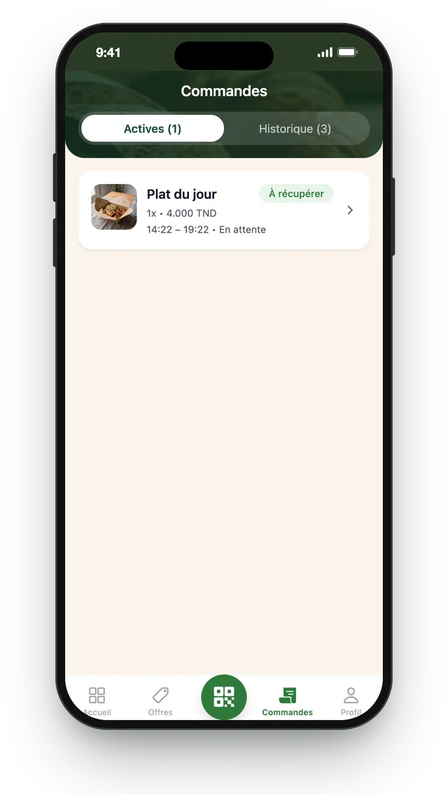 Commandes à récupérer dans l’app GetMiam Merchants